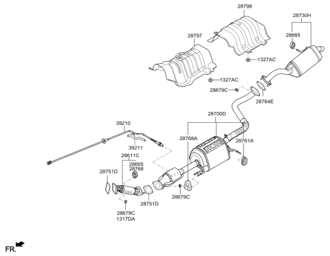 2014 Kia Soul Hanger-Exhaust Pipe Diagram for 28761B2000