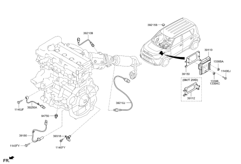 2015 Kia Soul Base Engine Motor Control Module Ecu Diagram for 391102BSH0