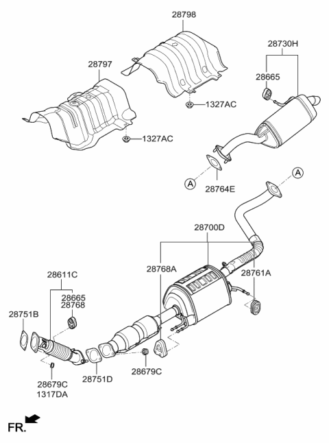 2014 Kia Soul Muffler & Exhaust Pipe Diagram 1