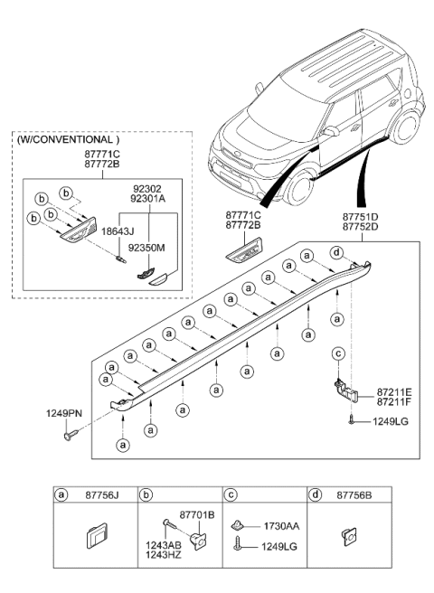 2015 Kia Soul Lamp Assembly-Front Turn Signal Diagram for 92302B2000