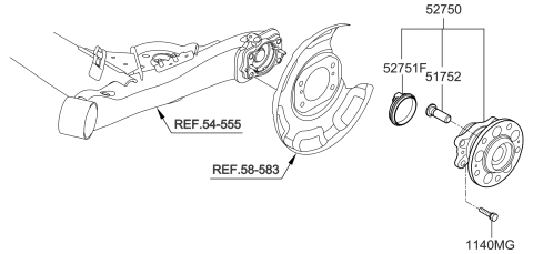 2015 Kia Soul Rear Wheel Hub Assembly Diagram for 52750B2050