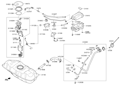 2015 Kia Soul Fuel Pump Sender Assembly Diagram for 94460B2500