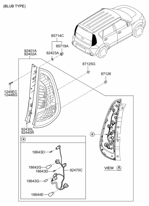 2014 Kia Soul Lens & Housing-Rear Combination Diagram for 92401B2010