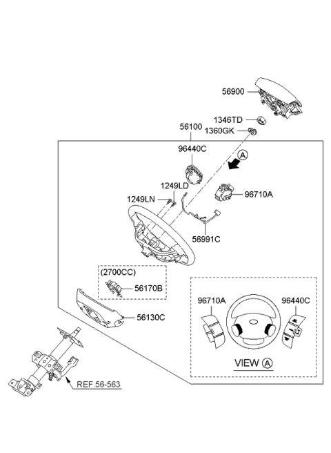2009 Kia Rondo Cover Assembly-Steering Diagram for 561401D100WK