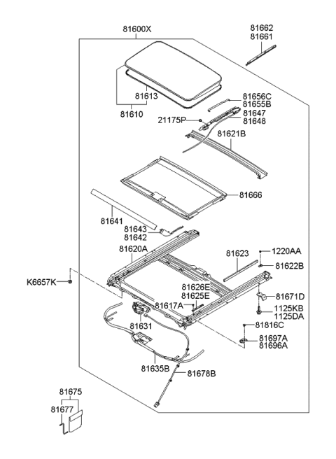 2010 Kia Rondo Frame Assembly-Sunroof Diagram for 816201D000