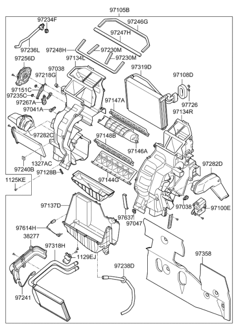 2006 Kia Rondo Evaporator Core Assembly Diagram for 971401D000