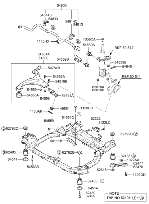 2008 Kia Rondo Arm Complete-Front Lower Diagram for 545001D100