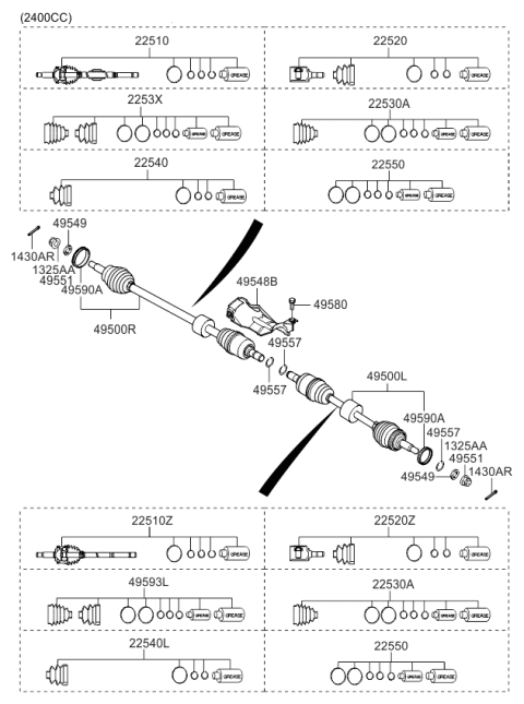 2009 Kia Rondo Joint Set-Outer,RH Diagram for 495911D500