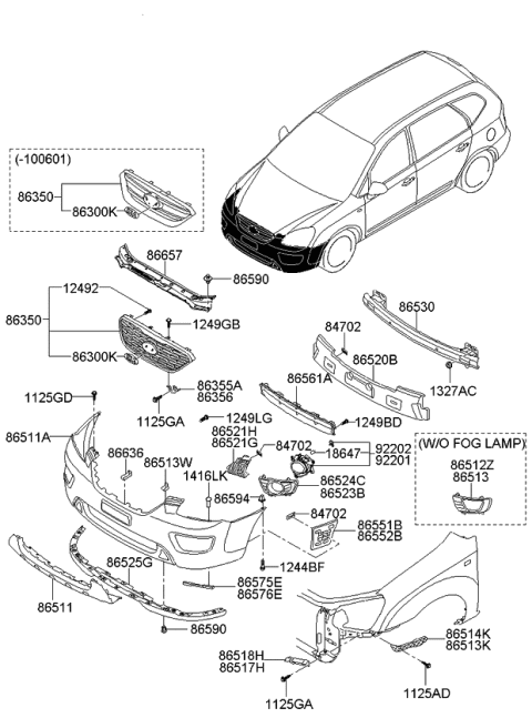 2011 Kia Rondo Bracket Assembly-Bumper Diagram for 865721D050