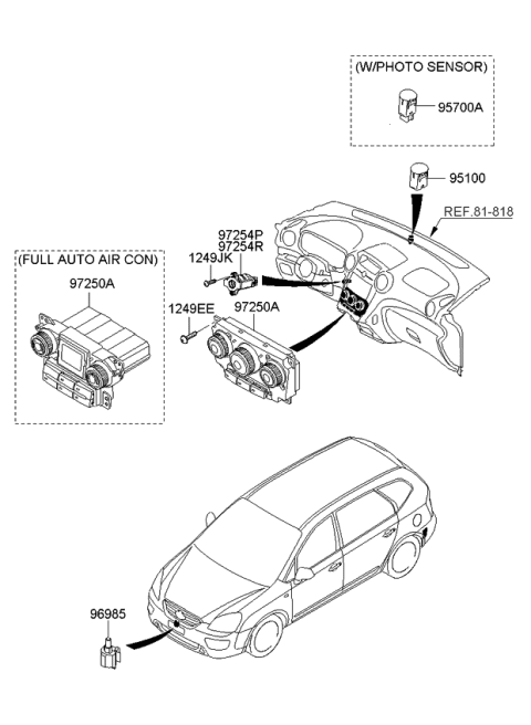2010 Kia Rondo Control Assembly-Heater Diagram for 972501D920WK
