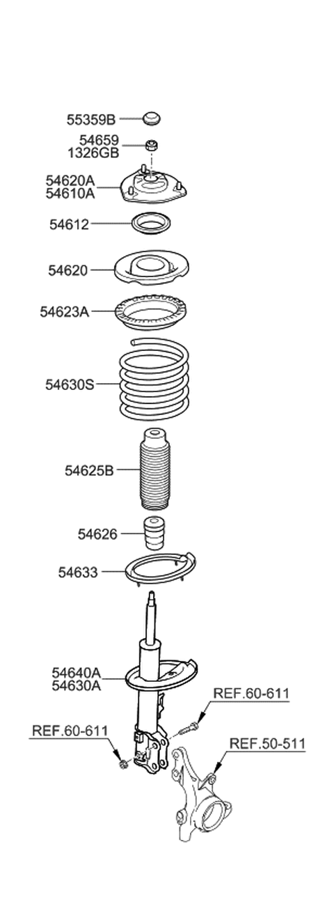 2006 Kia Rondo Front Shock Absorber Assembly, Left Diagram for 546511D100