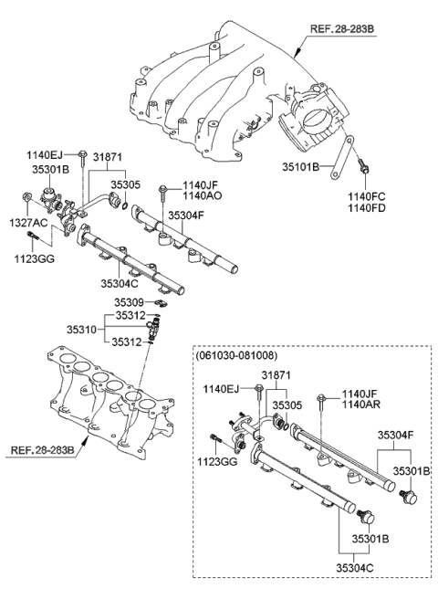 2007 Kia Rondo Throttle Body & Injector Diagram 2