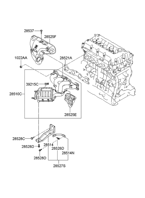 2007 Kia Rondo Exhaust Manifold Catalytic Assembly Diagram for 2851025450