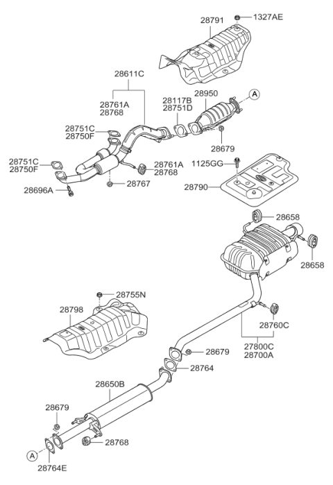 2007 Kia Rondo Front Muffler Assembly Diagram for 286101D300