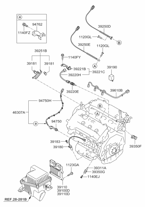 2010 Kia Rondo Engine Ecm Control Module Diagram for 391093E632