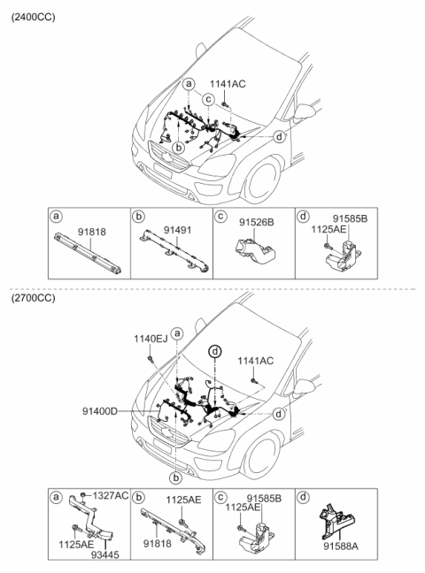 2007 Kia Rondo Wiring Assembly-Control Diagram for 914001D341