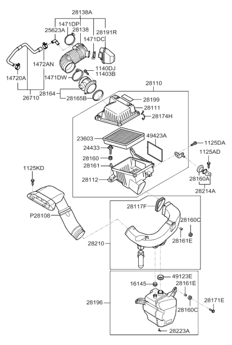 2007 Kia Rondo Cover-Air Cleaner Diagram for 281112G200
