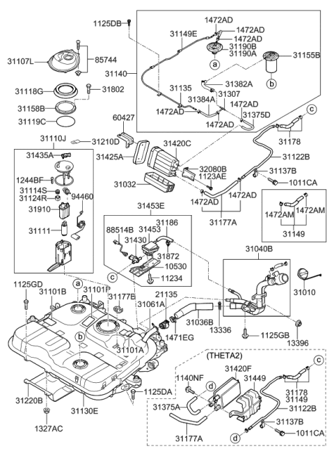 2008 Kia Rondo Fuel Pump & Gauge Assembly Diagram for 311101D500