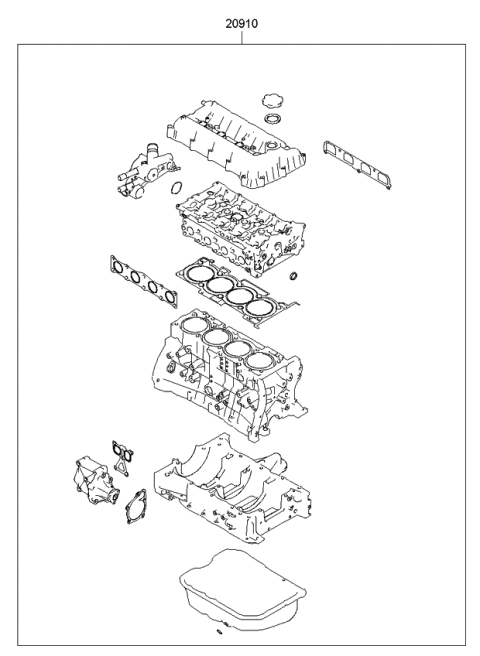 2009 Kia Rondo Gasket Kit-Engine OVEAUL Diagram for 2091025C01B