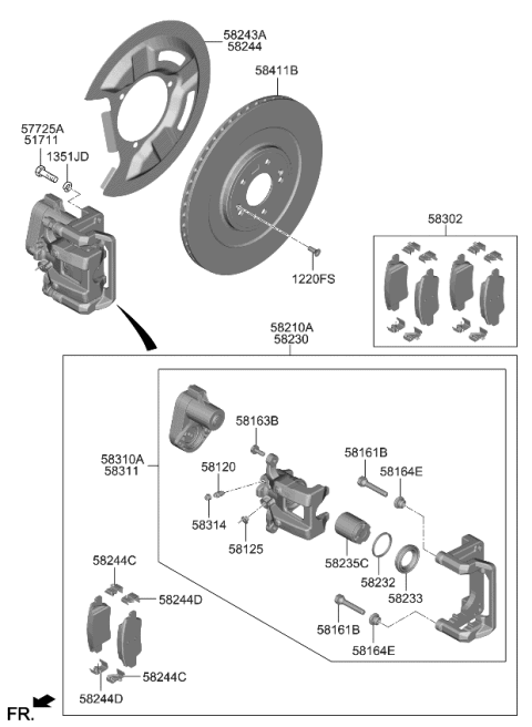 2022 Kia EV6 Rear Wheel Brake Diagram