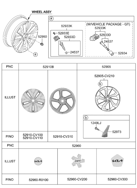 2024 Kia EV6 Wheel & Cap Diagram