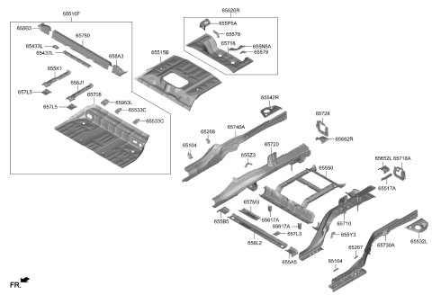 2022 Kia EV6 PNL ASSY-RR FLOOR CT Diagram for 65515CV500