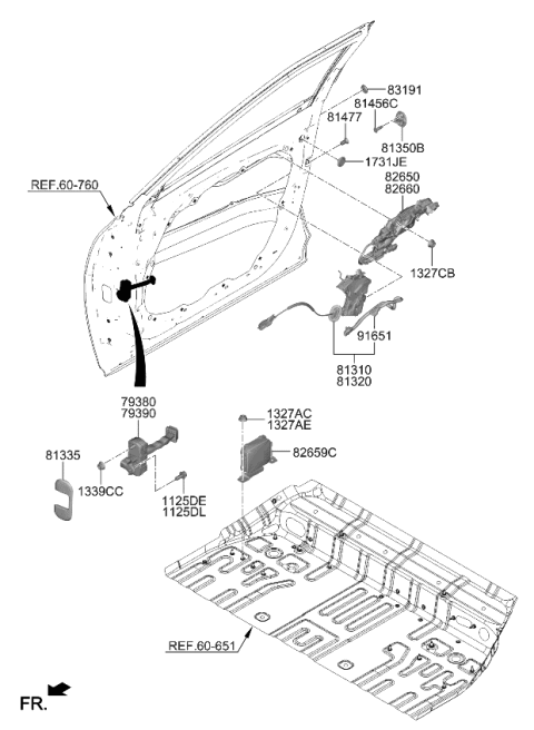 2023 Kia EV6 LATCH ASSY-FRONT DOO Diagram for 81320CV110