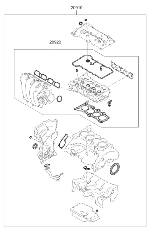 2013 Kia Soul Gasket Kit-Engine OVEAUL Diagram for 209202EA01