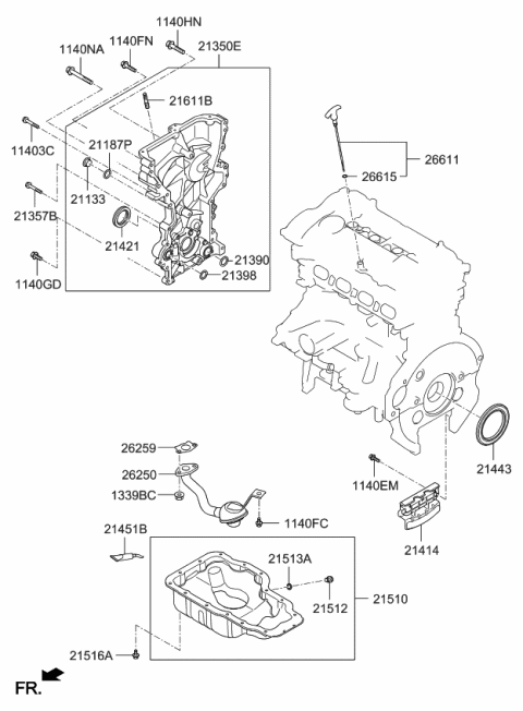 2012 Kia Soul Cover Assembly-Timing Chain Diagram for 213502E030