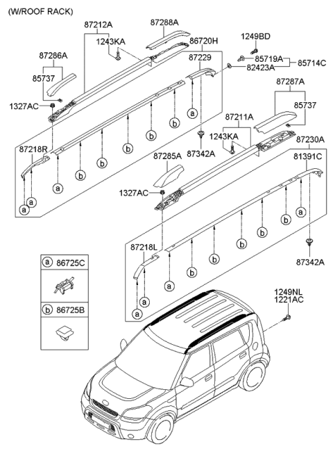 2012 Kia Soul Clip-Roof Moulding Mounting Diagram for 877152K000