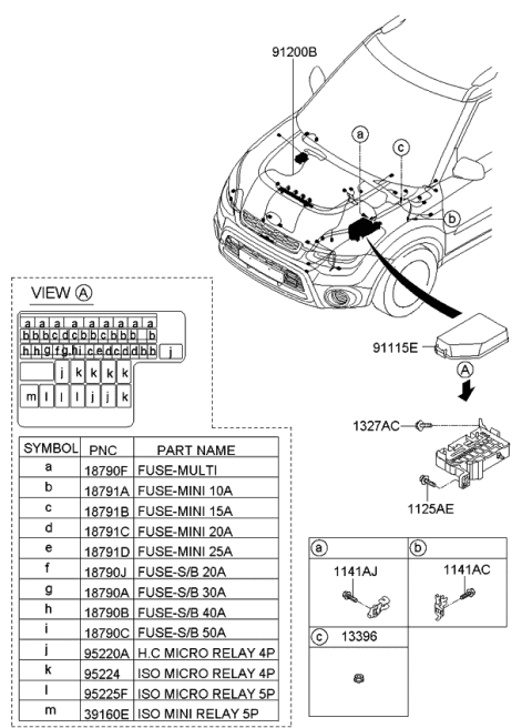 2012 Kia Soul Wiring Assembly-Front Diagram for 914182K192