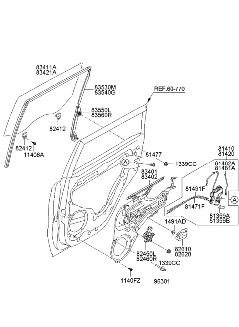 2012 Kia Soul Cable Assembly-Rear Door Inside Diagram for 814712K000