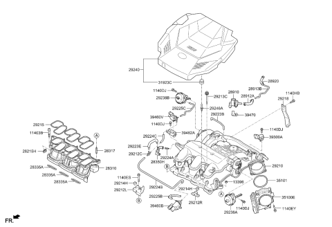 2022 Kia Telluride Engine Cover Assembly Diagram for 292403L200