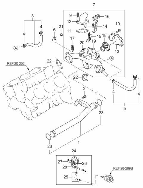 2005 Kia Sportage Coolant Pipe & Hose Diagram 2