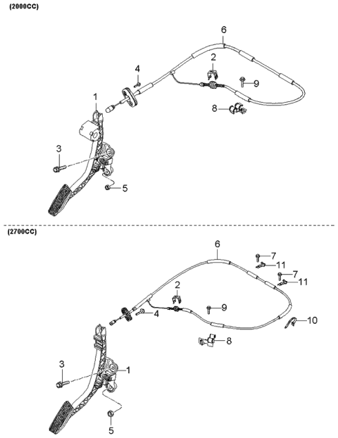 2006 Kia Sportage Cable Assembly-Accelerator Diagram for 327901F400