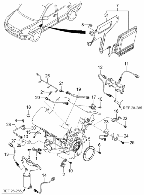 2005 Kia Sportage Wheel Crankshaft Position Sensor Diagram for 3919037104