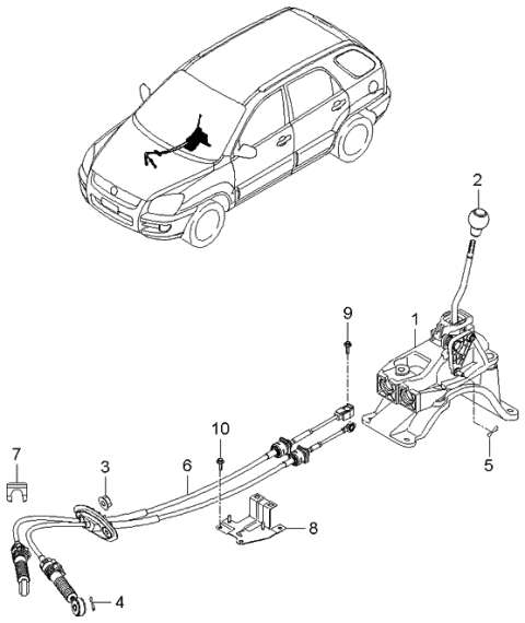 2006 Kia Sportage Shift Lever Control Diagram 3