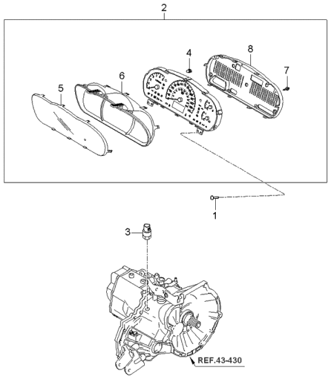 2005 Kia Spectra Cluster Assembly-Instrument Diagram for 940012F230