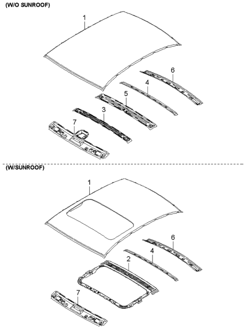 2004 Kia Spectra Rail Assembly-Roof Rear Diagram for 671312F000