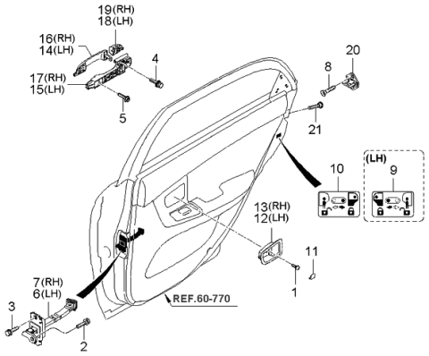 2005 Kia Spectra Cover-Rear Door Outside Handle Diagram for 836802F000