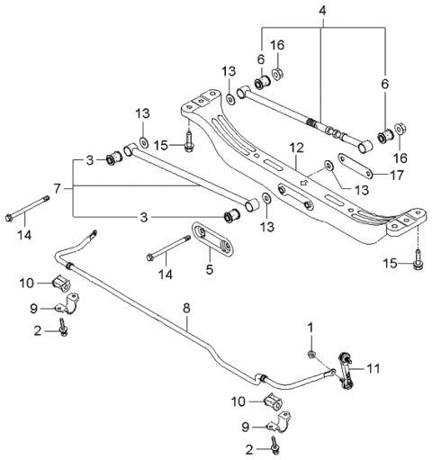 2006 Kia Spectra Arm Assembly-Rear Suspension Diagram for 552202F000