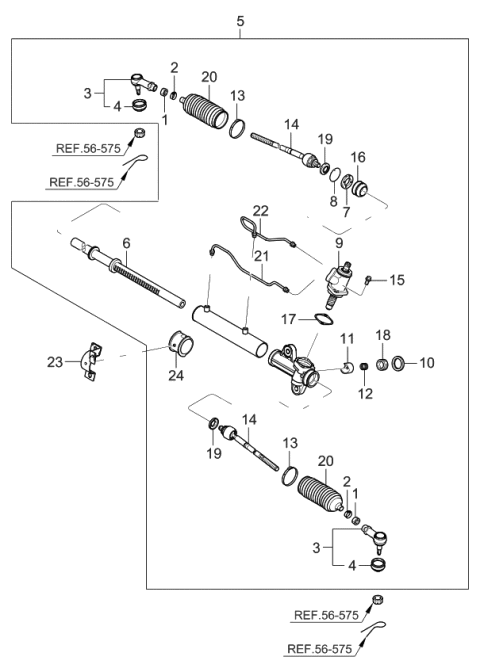 2006 Kia Spectra Rack Assembly-Power Steering Gear Box Diagram for 577102F000