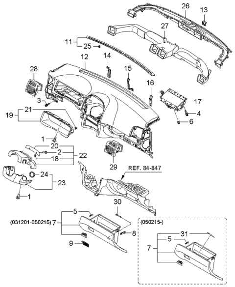2005 Kia Spectra Cover Assembly-DEFROSTER Nozzle Diagram for 973552F000NZ