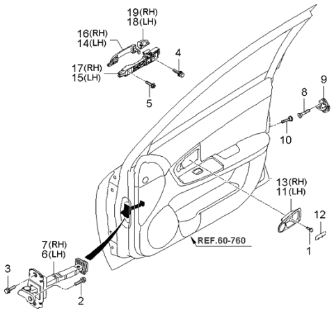 2005 Kia Spectra Checker Assembly-Front Door Diagram for 793802F000