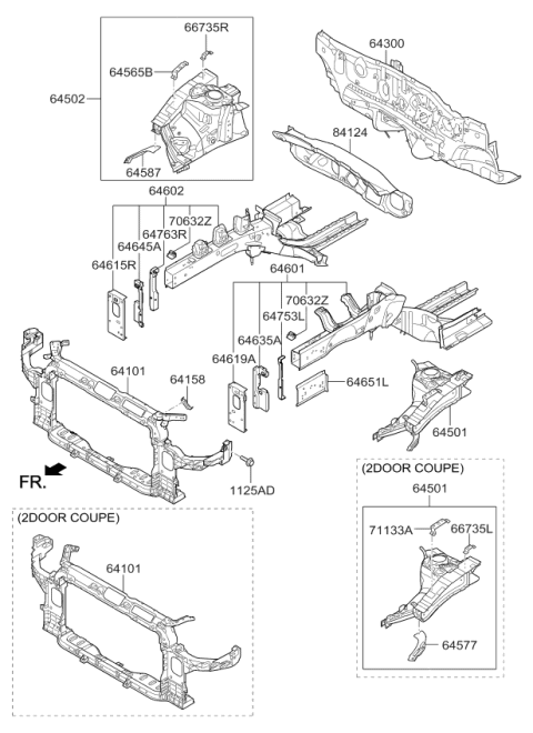 2017 Kia Forte Carrier Assembly-Front End Diagram for 64101A7001