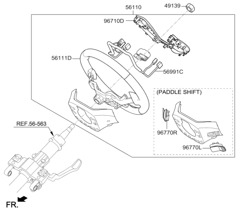 2017 Kia Forte Steering Wheel Body Diagram for 56111A7100D6B