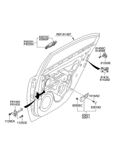 2008 Kia Optima Rear Door Outside Handle Assembly, Right Diagram for 836602G000