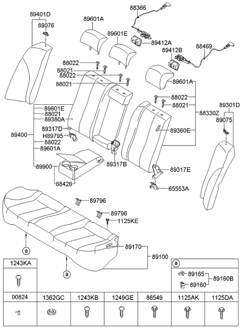 2009 Kia Optima Bracket Assembly-Rear Back Hinge Diagram for 897202G000