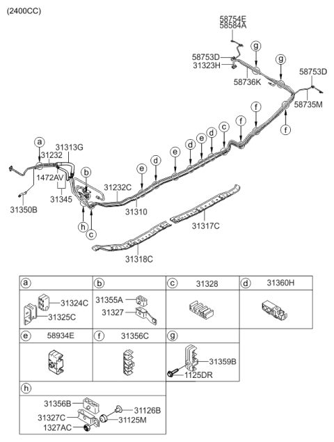2008 Kia Optima Holder-Fuel Tube Diagram for 313601G000