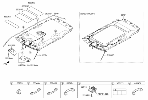 2016 Kia Soul EV Handle Assembly-Roof Assist Diagram for 85340B2100BF3